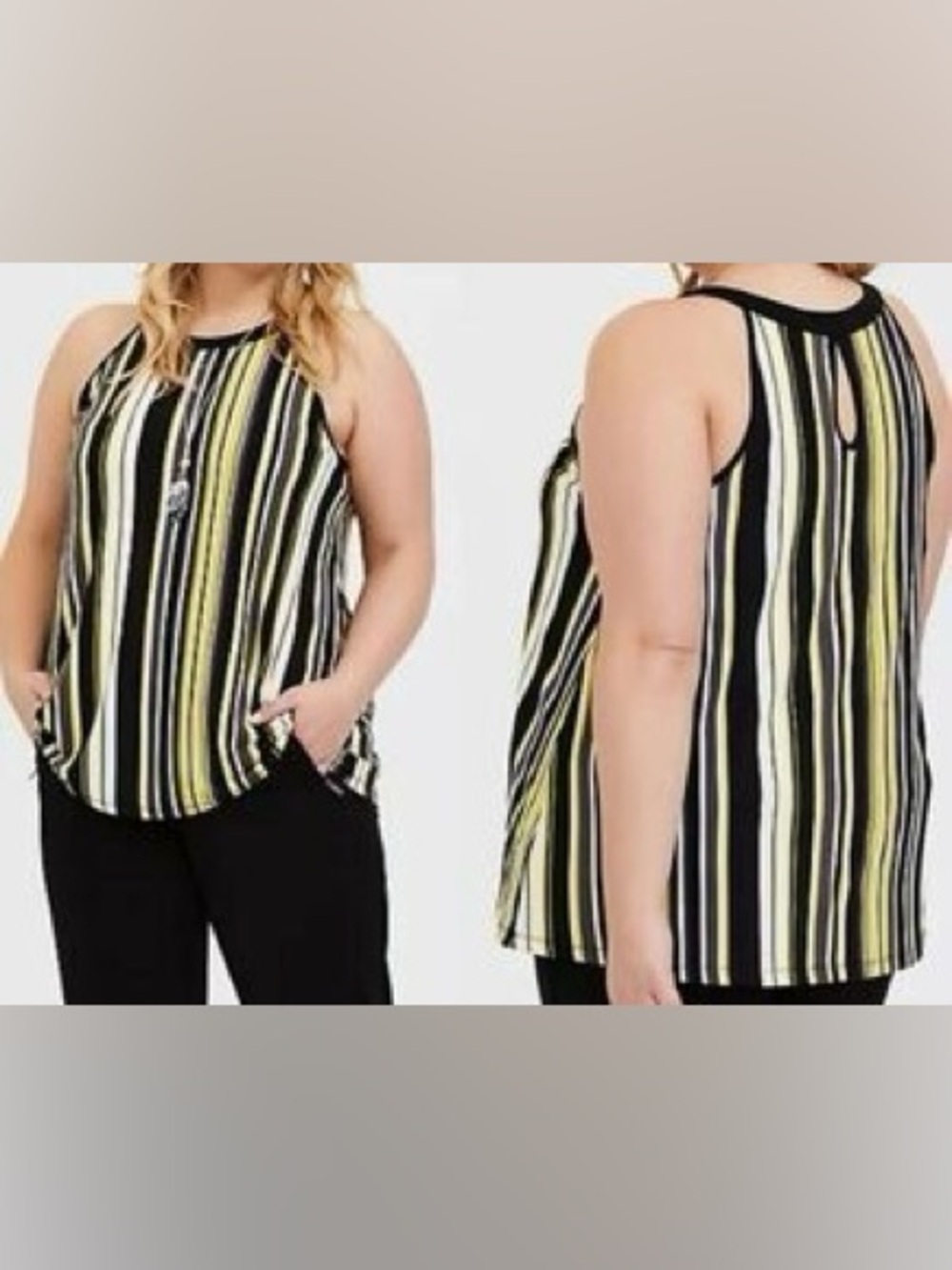 torrid Striped Sleeveless Blouse Size L